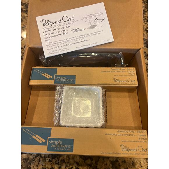 The Pampered Chef Simple Additions Fondue Accessory Set #1965 NIB - Picture 2 of 4